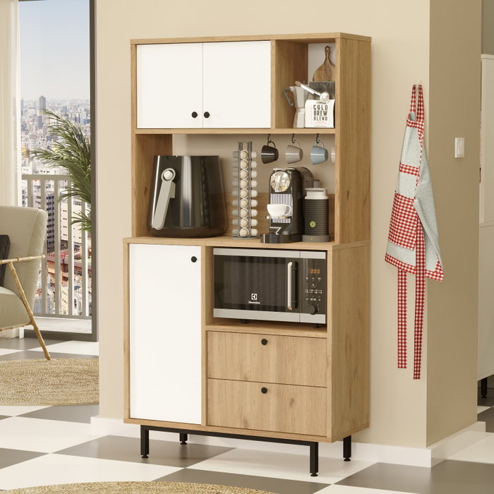 Hanah Home Armario Multiusos RE3-SW Roble y Blanco Hanah Home Armario Multiusos RE3-SW Roble y Blanco